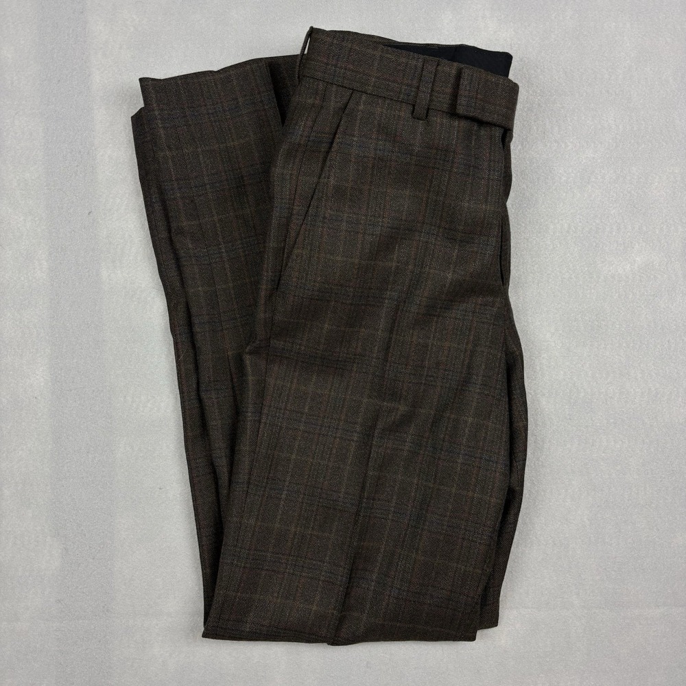 Billy Reid Heirloom Wool Trousers Men’s 31 (Fits 32x32) Brown Plaid Dress Pants